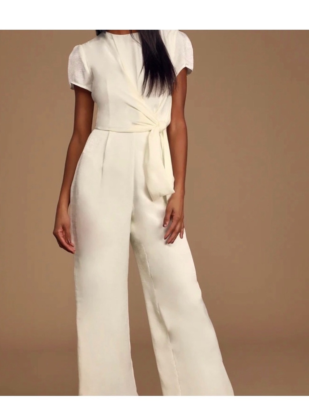 NWT Lulu's Let Me Entertain You Cream Shimmery jumpsuit